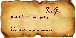 Kotlár Gergely névjegykártya